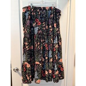 Cider Black Floral Midi Skirt